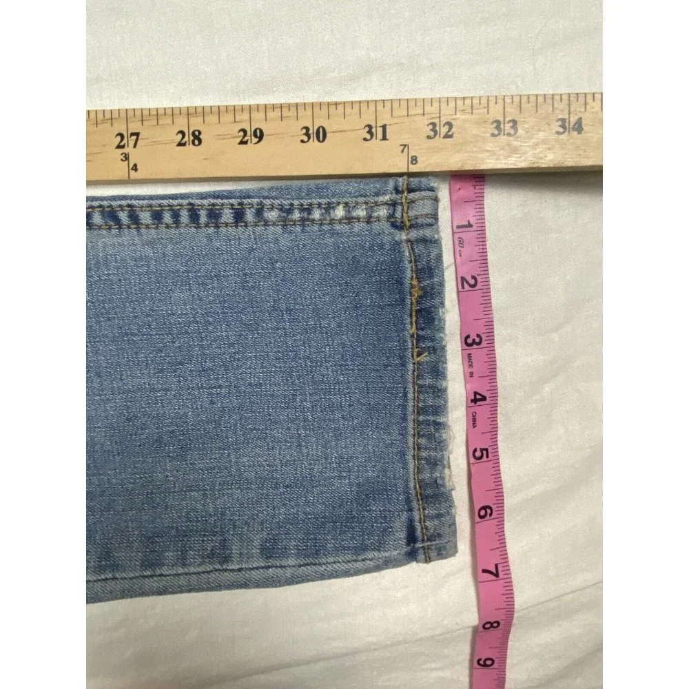 RSQ Jeans 31x32 Brooklyn Relaxed Distressed Medium Wash Denim Blue Faded Stretch